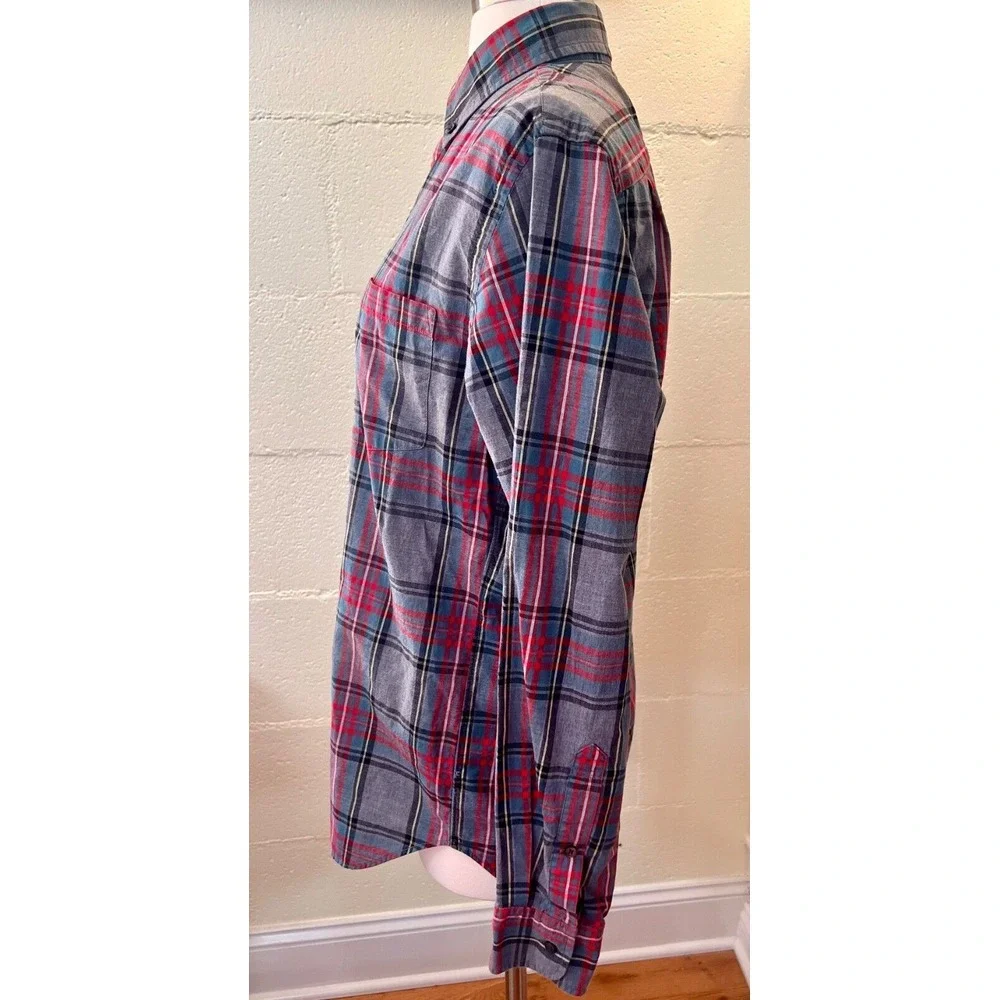 J.Crew Mens‎ Size Small Plaid Button Down Long Sleeve Shirt Grey Red 100% Cotton